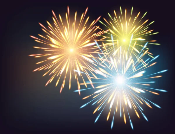 Fuochi Artificio Esplosioni Colori Biglietto Auguri Raster Felice Anno Nuovo — Foto Stock