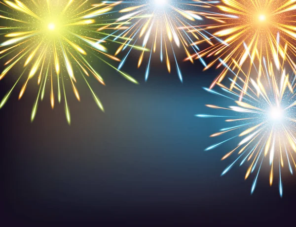 Fogos Artifício Explode Quadro Cartão Saudação Para Raster Feliz Ano — Fotografia de Stock