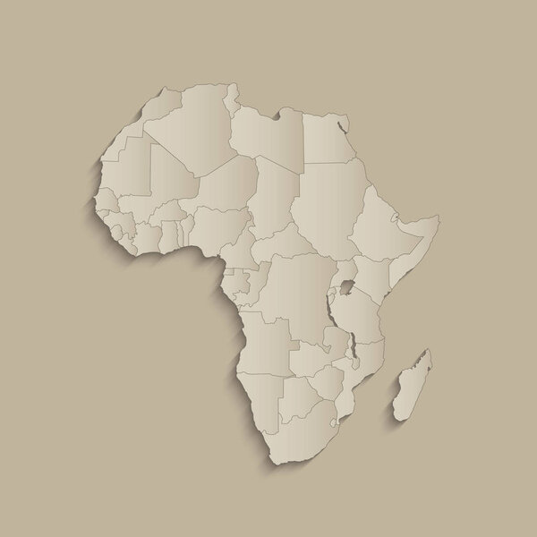 Africa map with individual states separated, infographics with icons raster