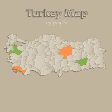 Türkiye Haritası ile tek tek devletlerin infographics simgeler vektör ile ayrılmış,