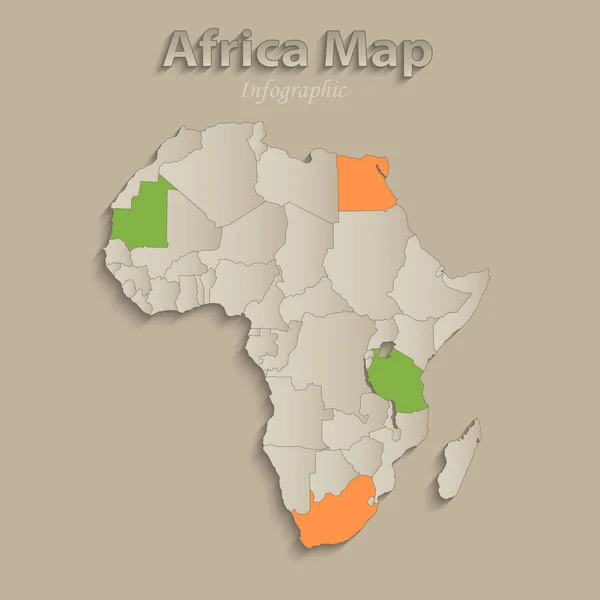 África Mapa Com Estados Individuais Separados Infográficos Com Ícones Vetor — Vetor de Stock