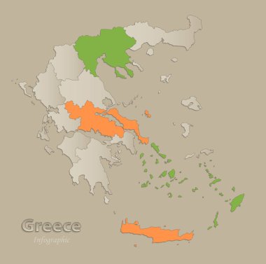 Tek tek devletlerin infographics vektör ayrılmış, Yunanistan Haritası