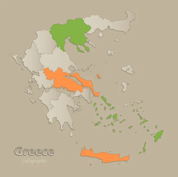 Grecia Mapa Con Estados Individuales Separados Vector Infografías — Archivo Imágenes Vectoriales