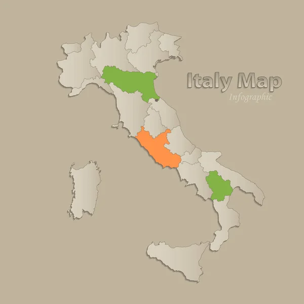 Italia Mapa Con Estados Individuales Separados Vector Infografías — Vector de stock
