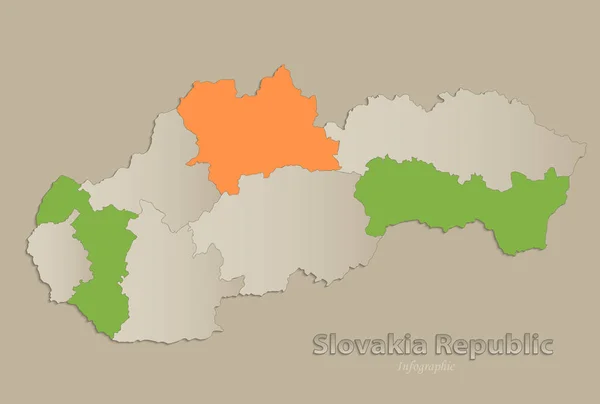 Карта Словакии Отдельными Штатами Инфографический Вектор — стоковый вектор