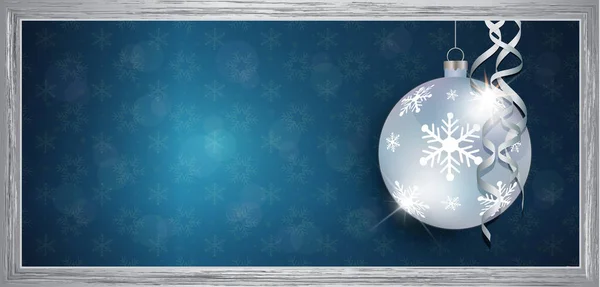 Exklusiver Silberner Geschenkgutschein Mit Wünschen Frohe Weihnachten Hintergrund Mit Schneeflocken — Stockfoto