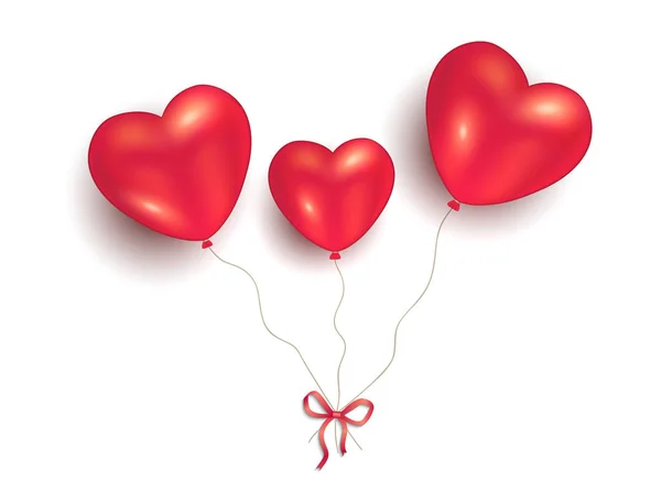 Ballons Coeur Sur Fond Blanc Heureux Valentine Day Pour Vecteur — Image vectorielle