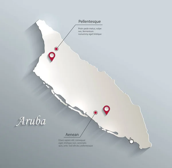 Aruba Mapa Niebieski Białe Karty Papieru Wektor — Wektor stockowy