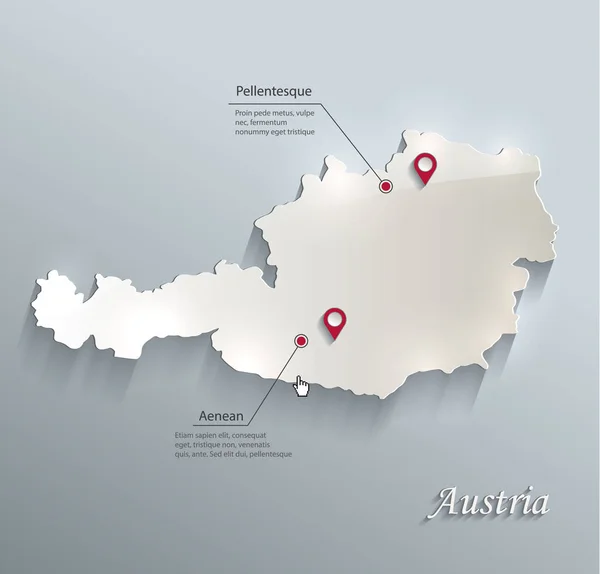 Austria Mapa Niebieski Białe Karty Papieru Wektor — Wektor stockowy