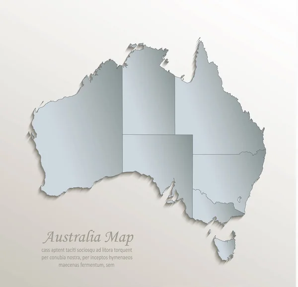Avustralya Harita Beyaz Mavi Ayrı Tek Tek Devletlerin Kağıt Vektör — Stok Vektör