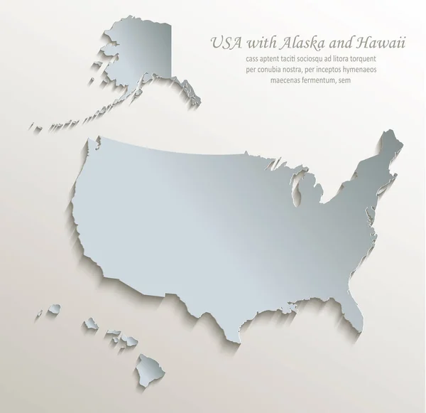 Usa Aljaška Havaj Mapa Bílá Modrá Karta Papír Vektor — Stockový vektor