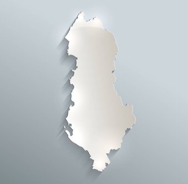 Arnavutluk Cumhuriyeti harita kart mavi beyaz kağıt 3d tarama