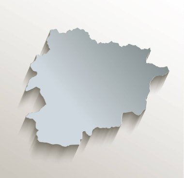 Andorra harita kart mavi beyaz kağıt 3d tarama