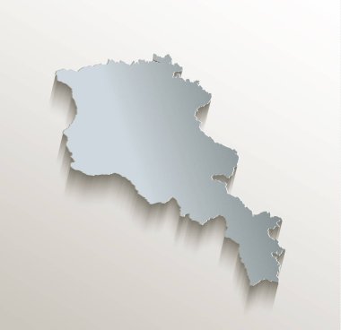 Ermenistan harita kart mavi beyaz kağıt 3d tarama