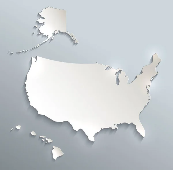 アラスカとハワイの地図青い空の白いカードのペーパー のラスターとアメリカ合衆国 — ストック写真