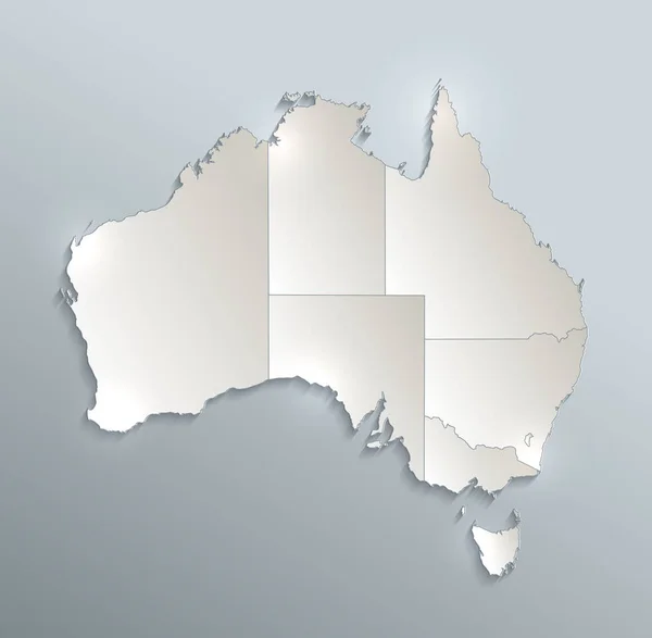 Australia Map Blue White Separate Individual States Card Paper Raster — Stock Photo, Image