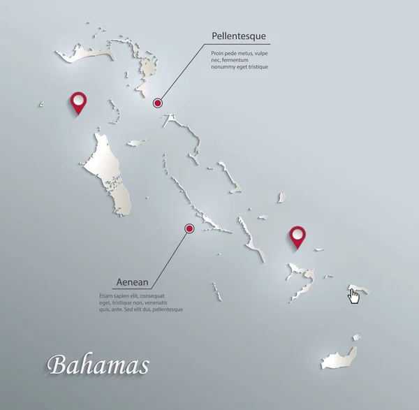 Bahamas Mappa Carta Bianca Blu Vettore — Vettoriale Stock