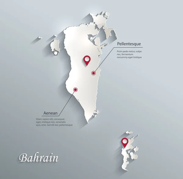 Bahrain Mapa Azul Papel Cartão Branco Vetor — Vetor de Stock