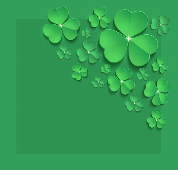 Saint Patrick Trèfle Printemps Carte Vœux Vecteur Vert — Image vectorielle