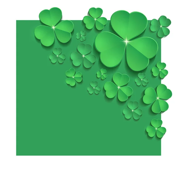 Szent Patrik Napja Shamrock Banner Üdvözlőlap Zöld Vektor — Stock Vector
