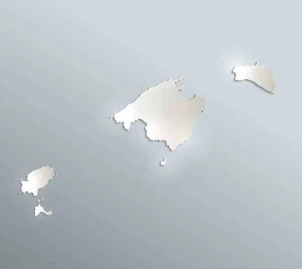 Балеарські Острови Майорка Менорка Ібіца Карта Синій Біла Карта Папір — стокове фото