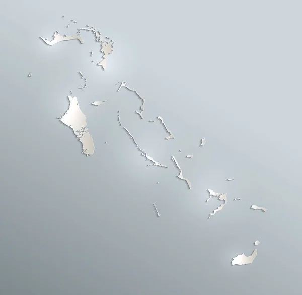 巴哈马地图蓝色白卡纸3D — 图库照片