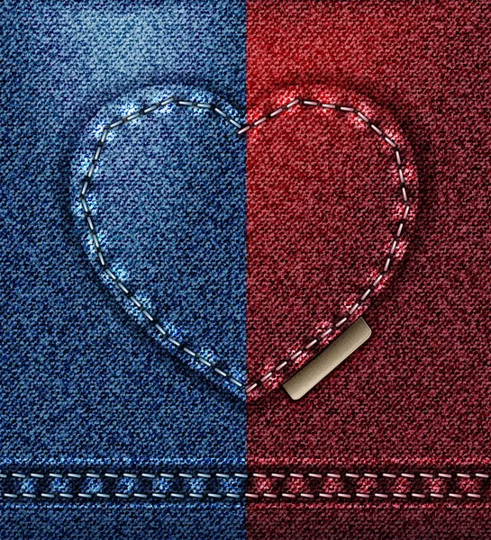 Jeans Biglietto Auguri Cuore Amo San Valentino Rosso Raster Blu — Foto Stock