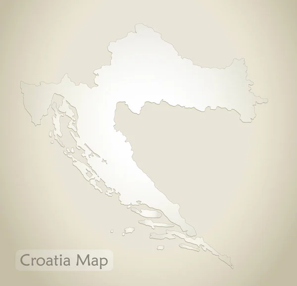 Croacia Mapa Viejo Papel Fondo Vector — Archivo Imágenes Vectoriales