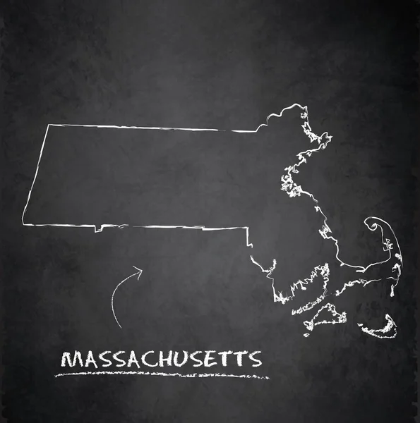 マサチューセッツ州地図黒板黒板ベクトル — ストックベクタ