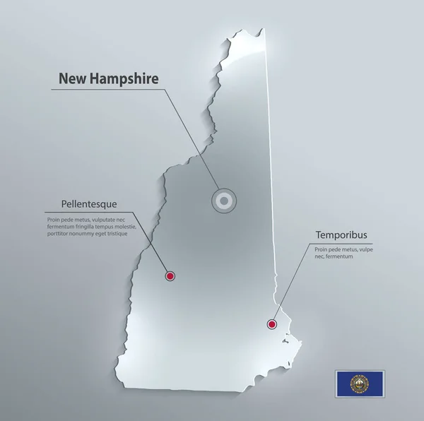 Nuevo Hampshire Mapa Papel Tarjeta Vidrio Vector — Archivo Imágenes Vectoriales