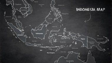 Endonezya haritası, devlet adları, ayrı devlet, bireysel bölge, blackboard kara tahta okul vektör