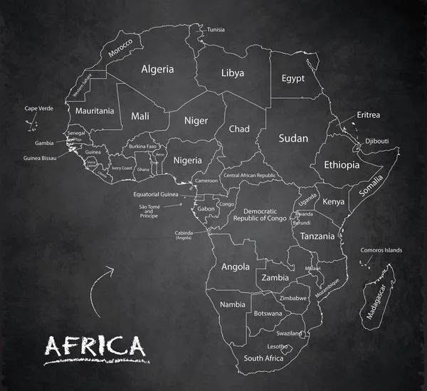 Afrika Karte Neue Politische Detailkarte Getrennte Einzelstaaten Mit Ländernamen Tafel — Stockvektor