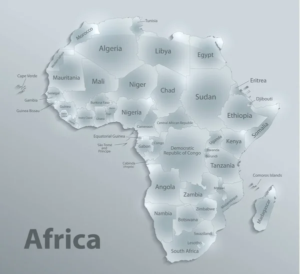 Afrika Karte Neue Politische Detailkarte Separate Einzelstaaten Mit Staatennamen Glaskarte — Stockvektor