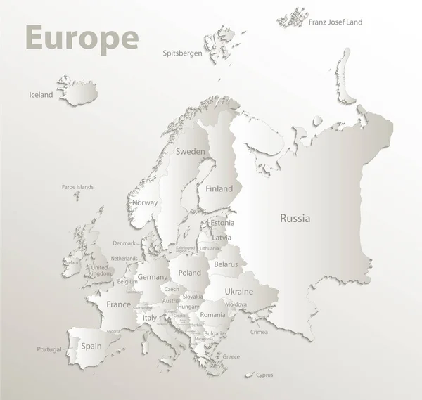 Europe Carte Nouvelle Carte Politique Détaillée États Séparés Avec Noms — Image vectorielle