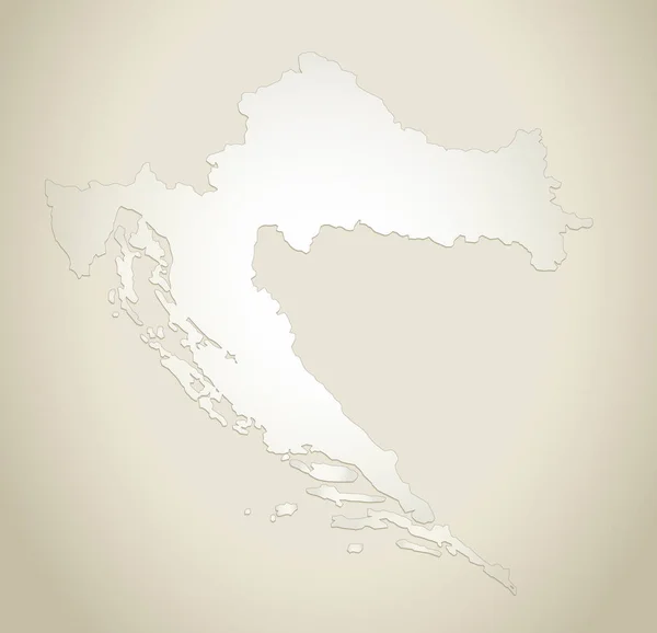 Croácia Mapa Papel Velho Fundo Raster Branco — Fotografia de Stock