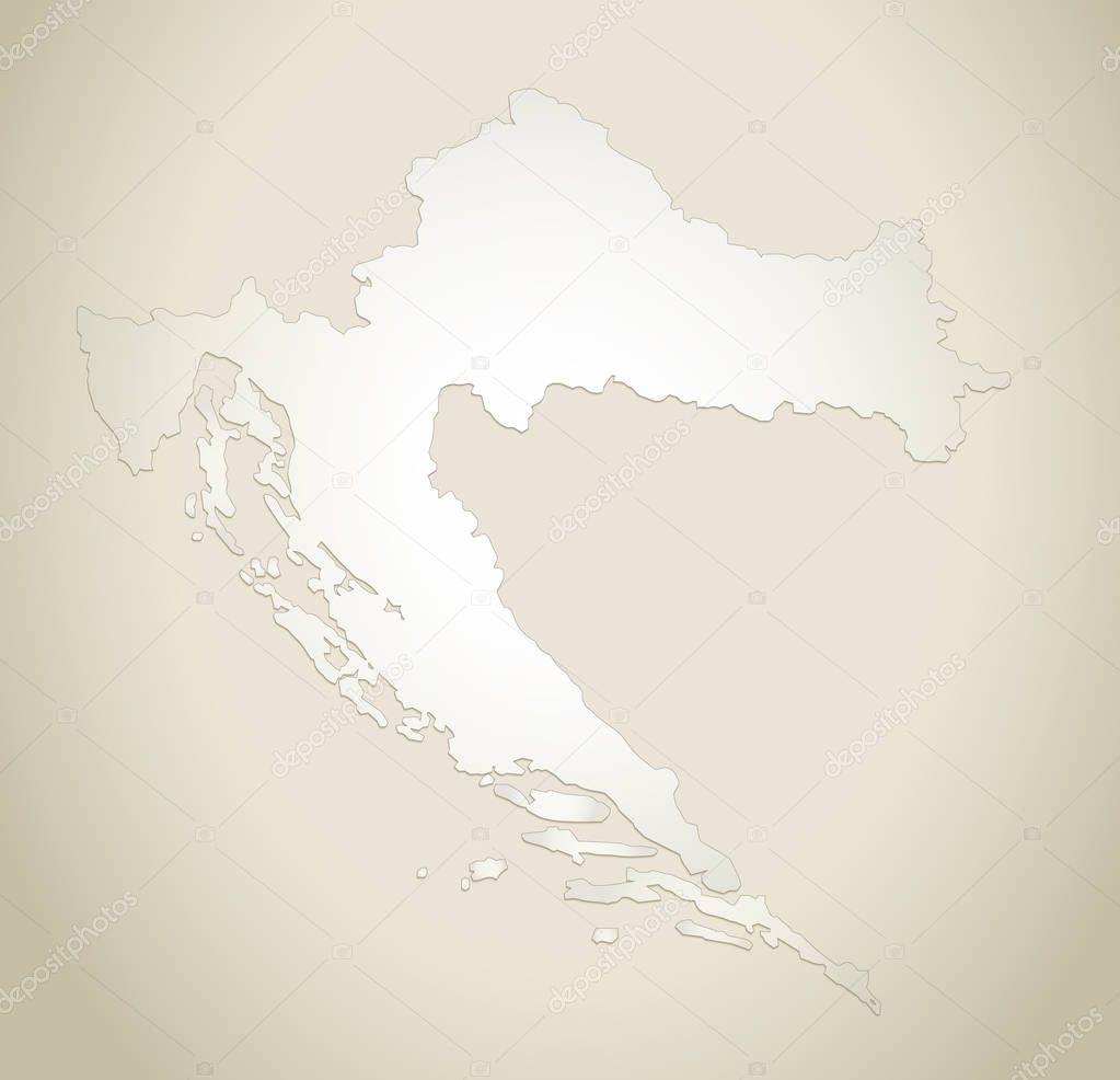Croatia map old paper background raster blank