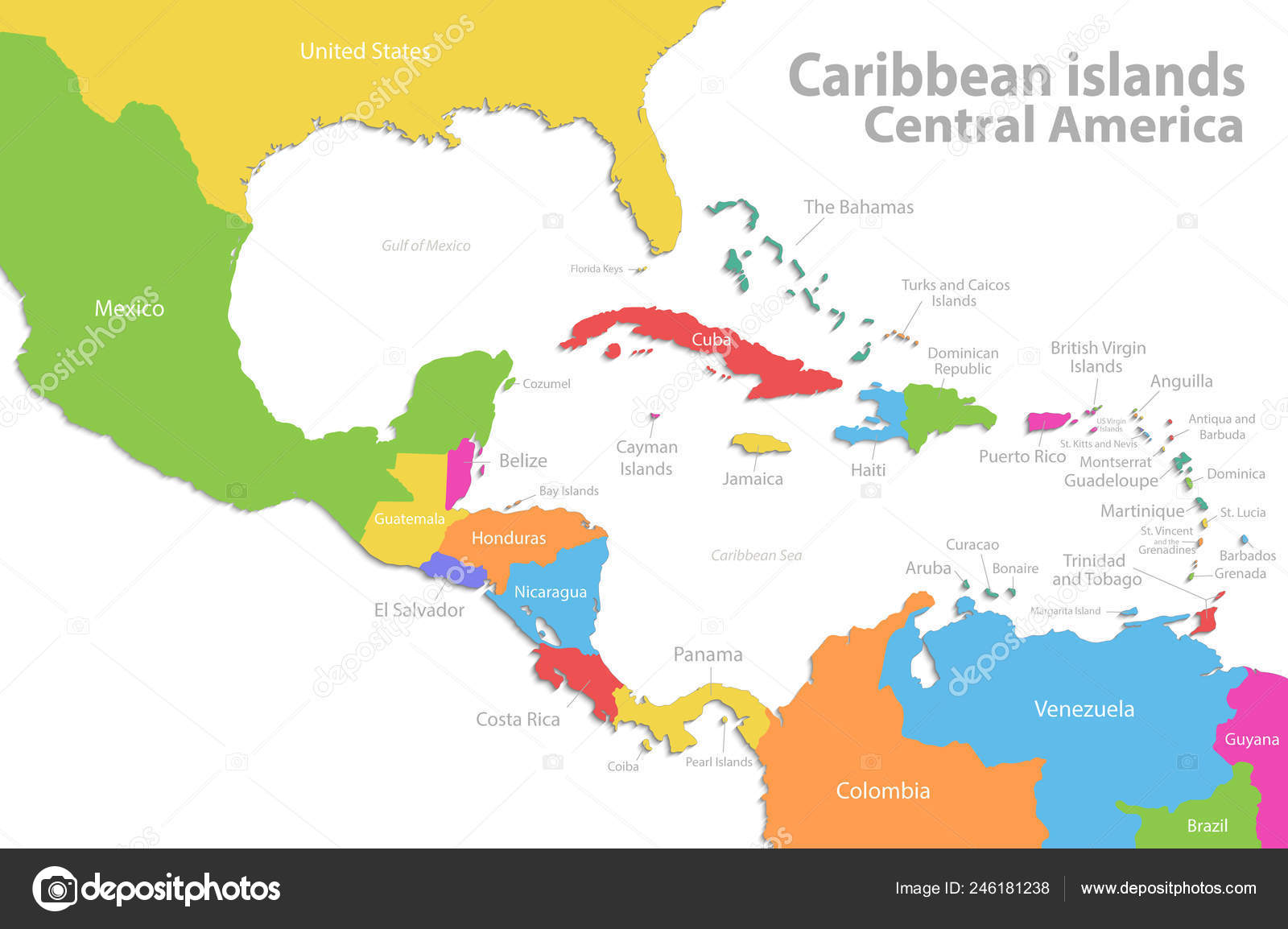 Caribbean Islands Central America Map New Political Detailed Map ...