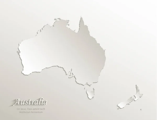 Austrália Mapa Continente Nova Zelândia Papel Natural Vetor Cartão —  Vetores de Stock