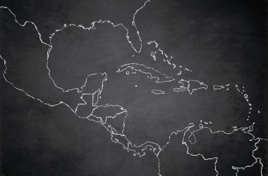 Karayip Adaları Orta Amerika haritası kara tahta rasterı