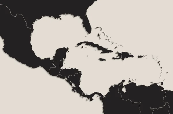 Νησιά Της Καραϊβικής Κεντρική Αμερική Χάρτης Μαύρο Μαυροπίνακα Ξεχωριστές Πολιτείες — Φωτογραφία Αρχείου