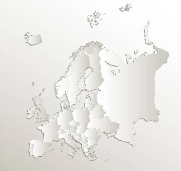 Europa Mapa Mapa Detallado Estados Individuales Separados Tarjeta Papel Trama — Foto de Stock