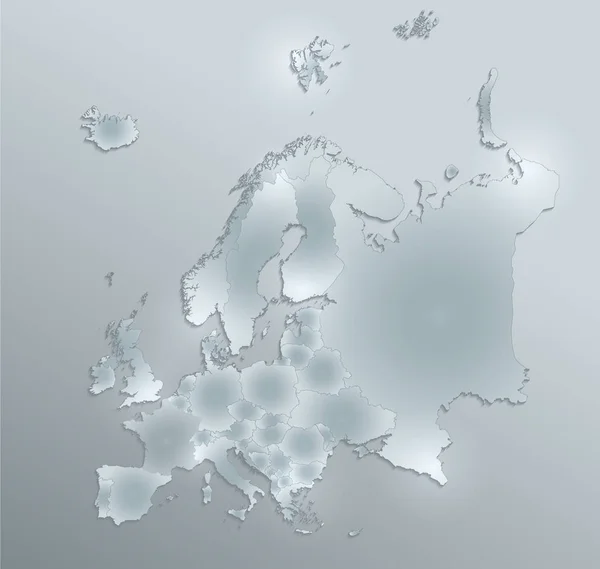 Europa Mapa Mapa Detallado Estados Individuales Separados Papel Tarjeta Vidrio —  Fotos de Stock