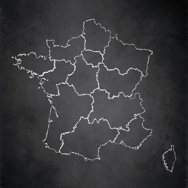 França Mapa Região Separada Cartão Quadro Negro Quadro Raster Branco — Fotografia de Stock