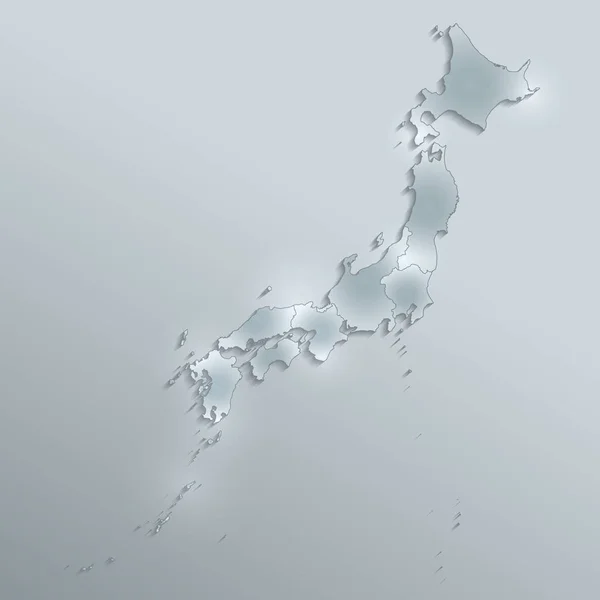 Japonia Mapa Oddzielny Region Papier Karty Szklanej Raster Puste — Zdjęcie stockowe