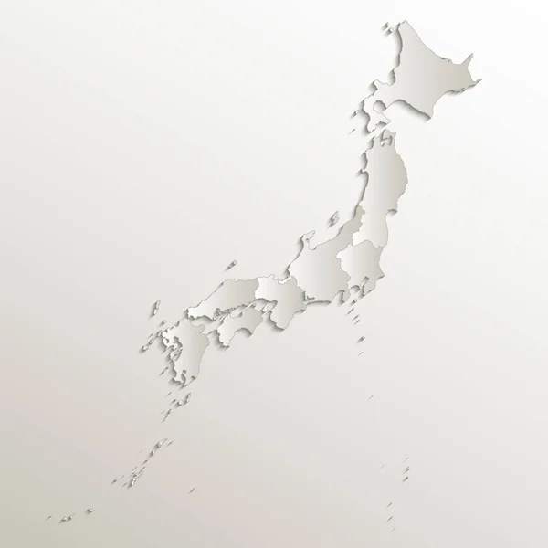 Japon Carte Région Séparée Papier Carte Individuelle Naturel Raster Blanc — Photo