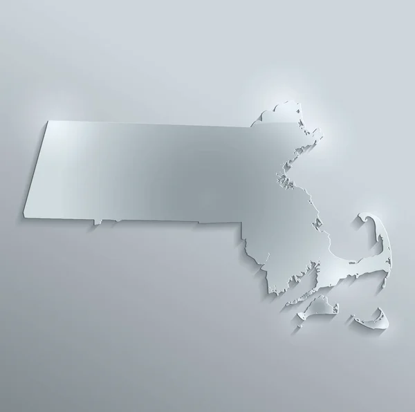 マサチューセッツ州地図ガラスカード紙3Dラスターブランク — ストック写真