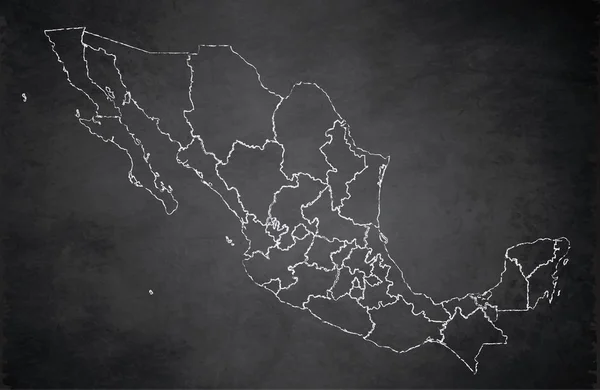 Meksika Haritası Yeni Politik Ayrıntılı Harita Ayrı Eyaletler Karatahta Okulu — Stok fotoğraf