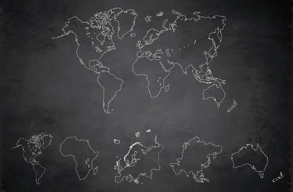 World Continents Map America Europe Africa Asia Australia Blackboard School — Stock Photo, Image