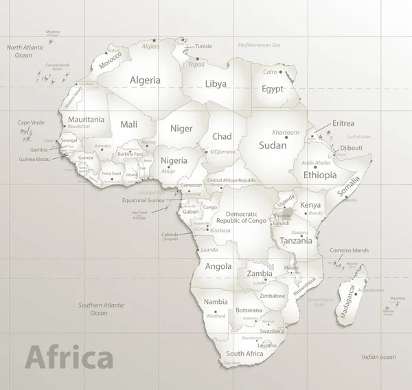 Mapa África Nuevo Mapa Político Detallado Estados Individuales Separados Con — Archivo Imágenes Vectoriales