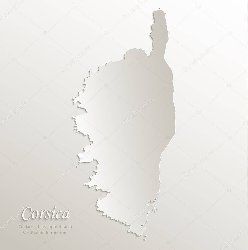 Corsica map island card paper 3D natural vector